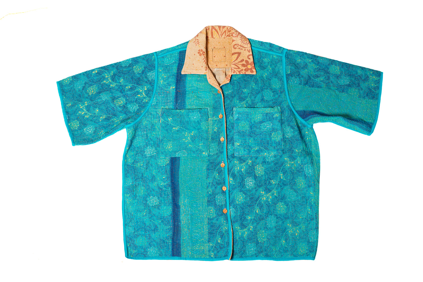 CHEMISE KANTHA REVERSIBLE BLEU TROPICAL